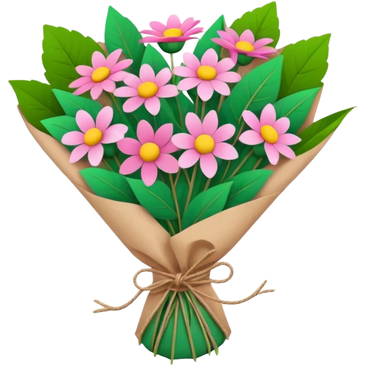Pink Flower bouquet wrapped in kraft paper emoji