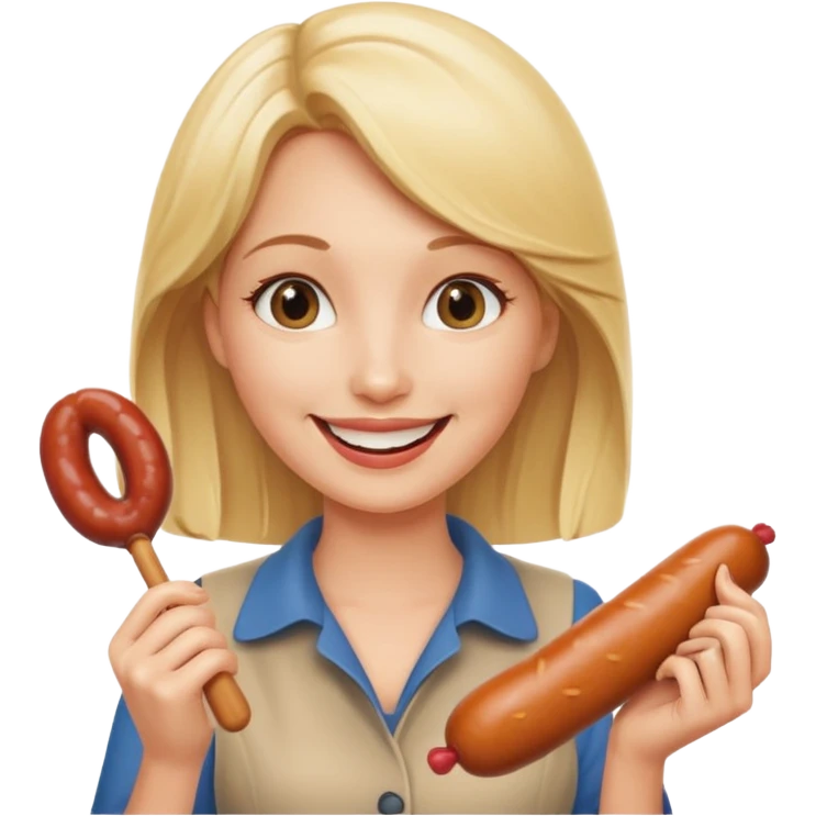 Naked blonde with both hands holding weiner emoji