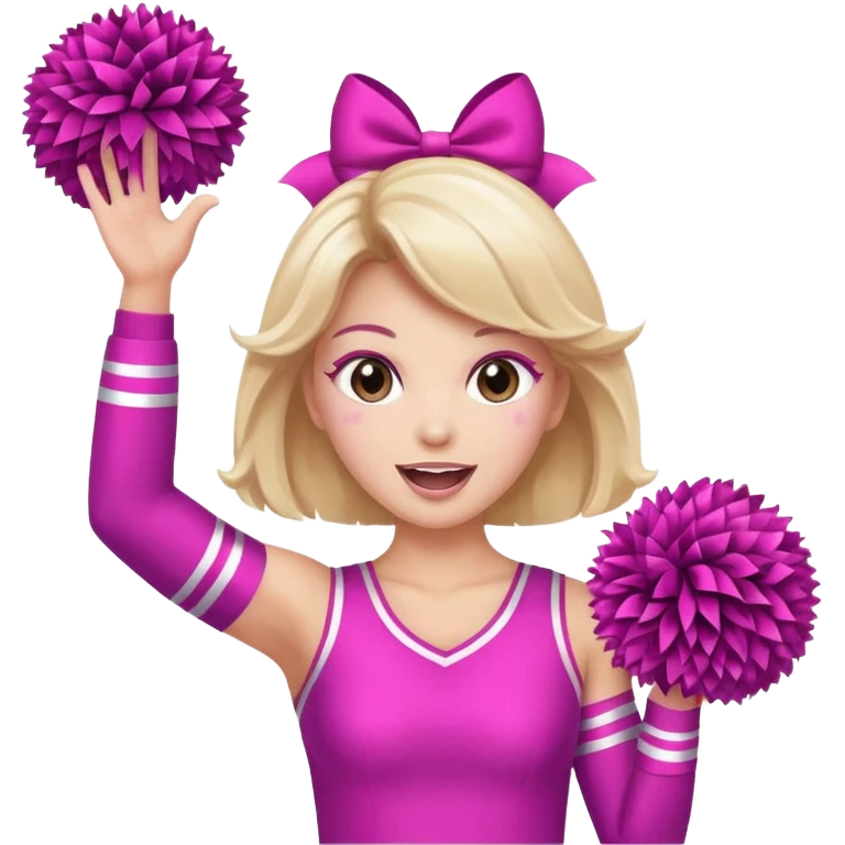 football cheerleader, holding big cheering poms, pink and twinkle emoji