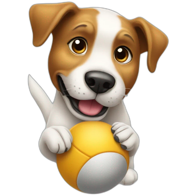 The dog is playing with a ball emoji