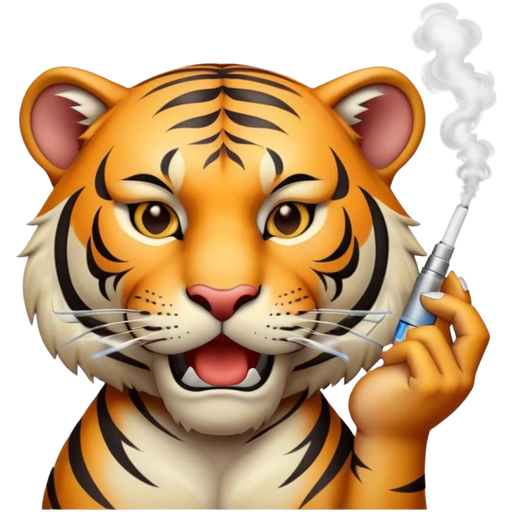 Tiger is smoking vape emoji