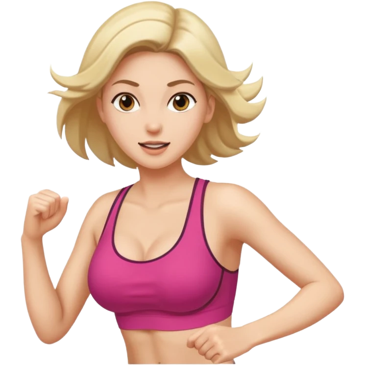 Woman with boobs out running  emoji