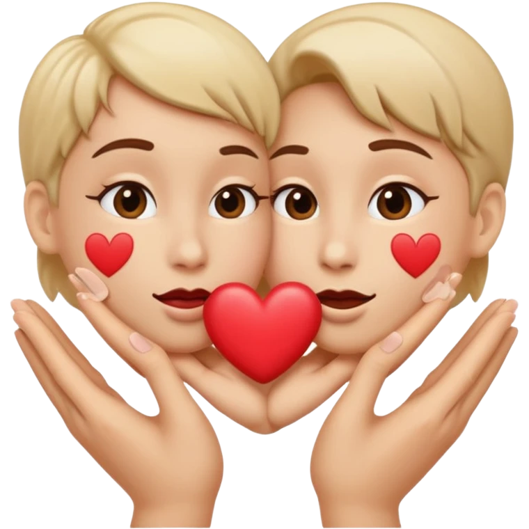 Hand hearts with kissy face emoji