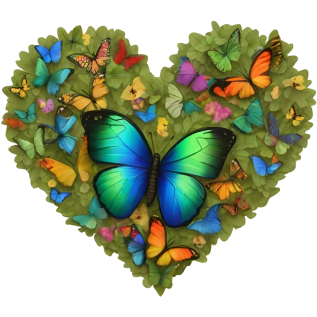 Khaki green heart with butterflies  emoji