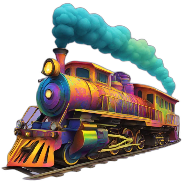 psychedelic colorful train emoji