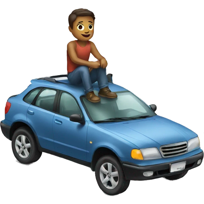man sitting on top of car emoji