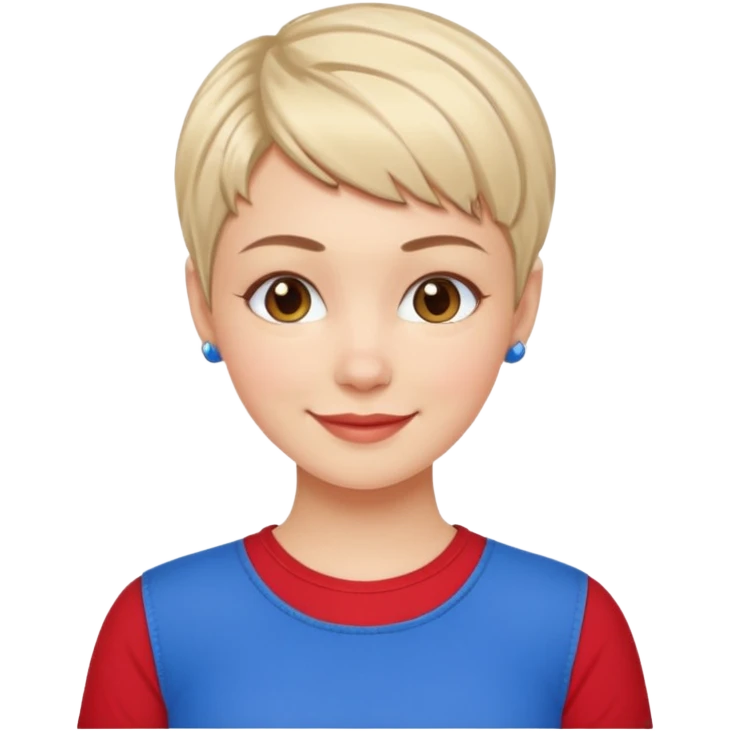 white girl pixie cut red and blue shirt emoji