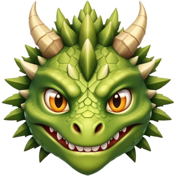 Spiny dragonkin face, warrior with bony scaly face, almond lime eyes emoji