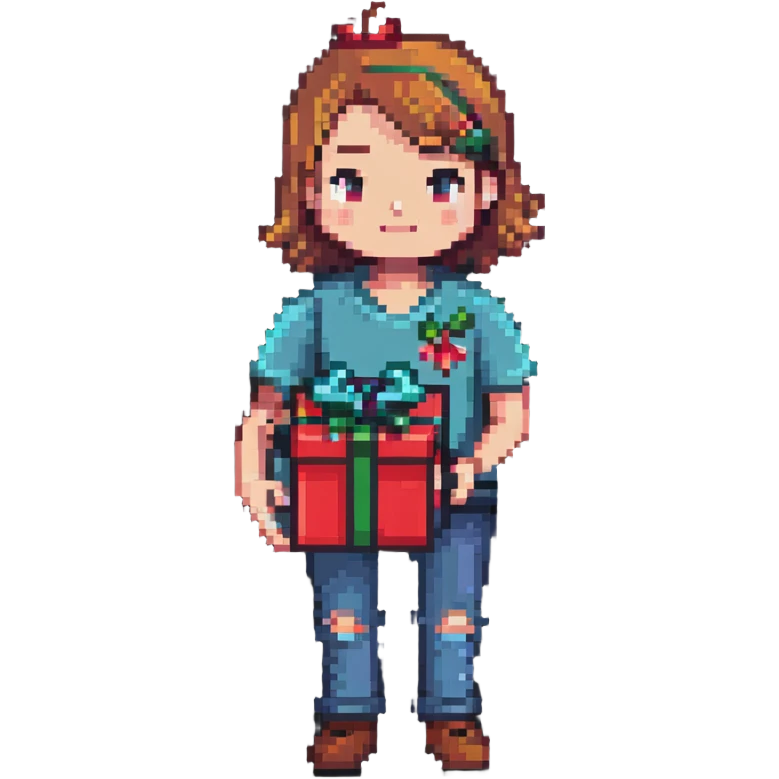 Boyfriend character with gift box, romantic emoji