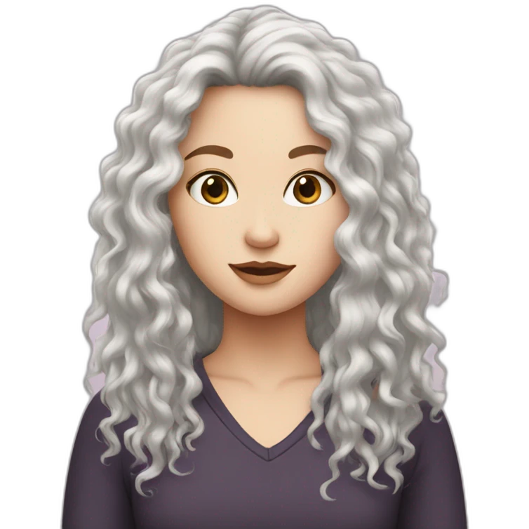 White girl with frizzy long black hair emoji