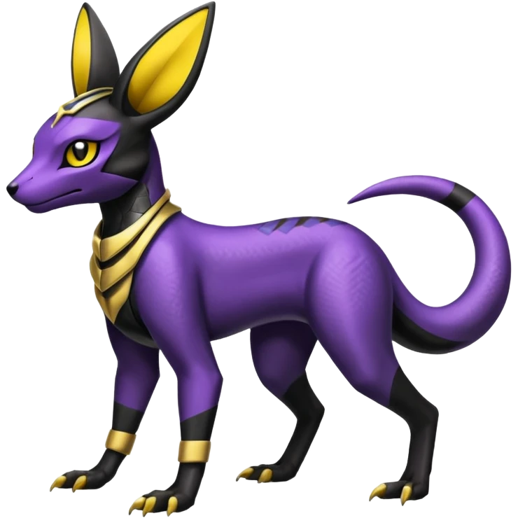 Shiny 4-legged Umbreon-Anubis-Salandit-Beedrill-fusion, full body emoji