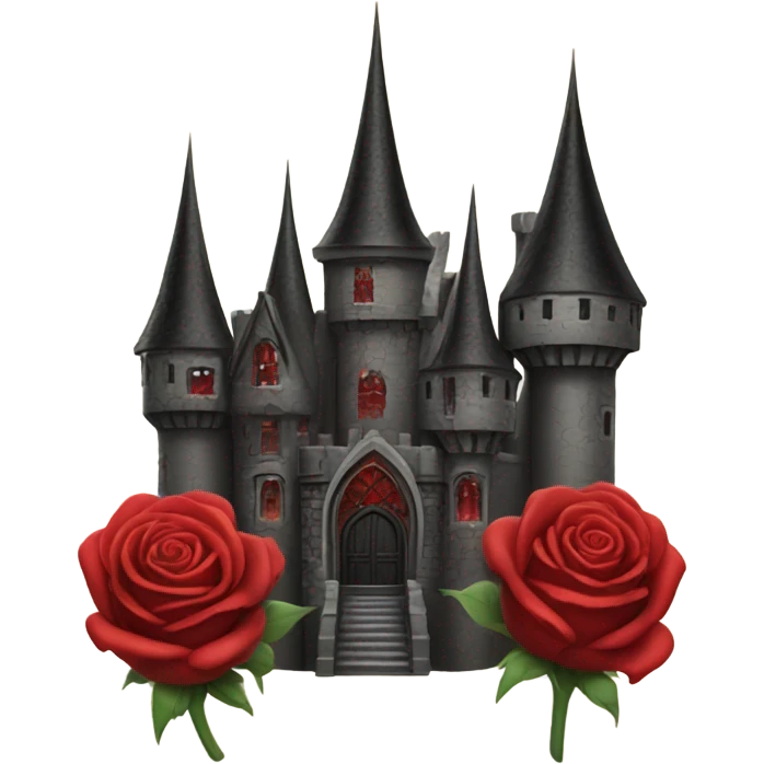 Black and red gothic castle with roses emoji