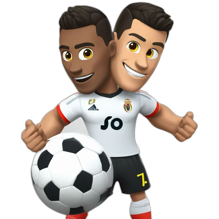 Crea un emoji de cr7 estilo pixar que tenga un logo que diga: "Puro CANCHEROS FC" emoji
