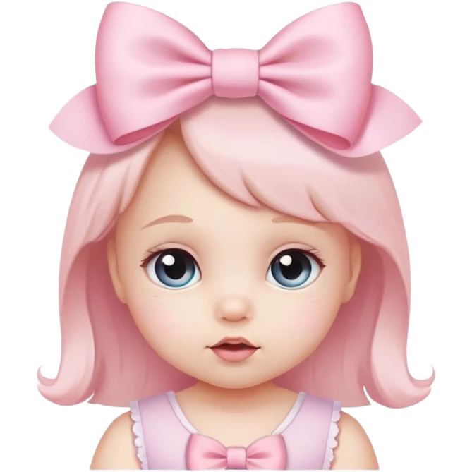 a baby girl with a pastel pink bow emoji