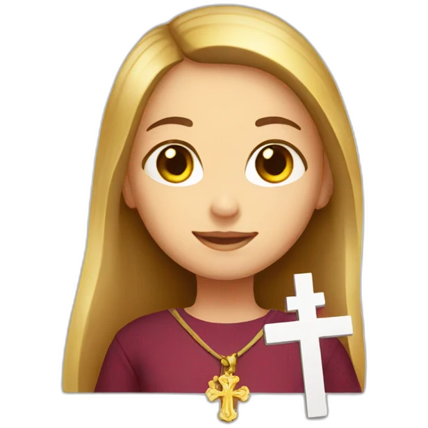 Girl christian with catholic cross emoji