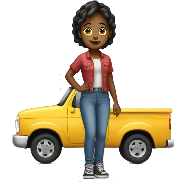 girl standing on truck emoji