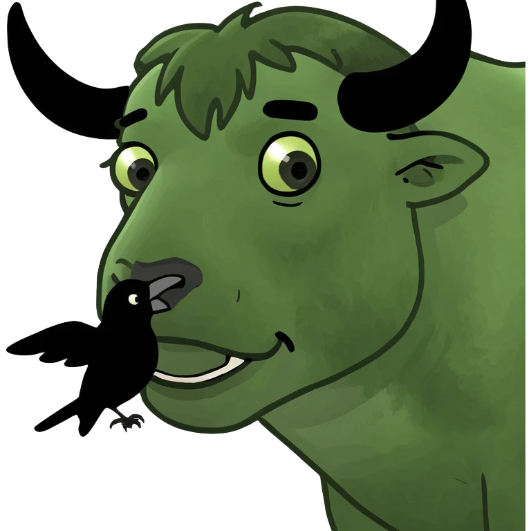 A buffalo eating a raven emoji