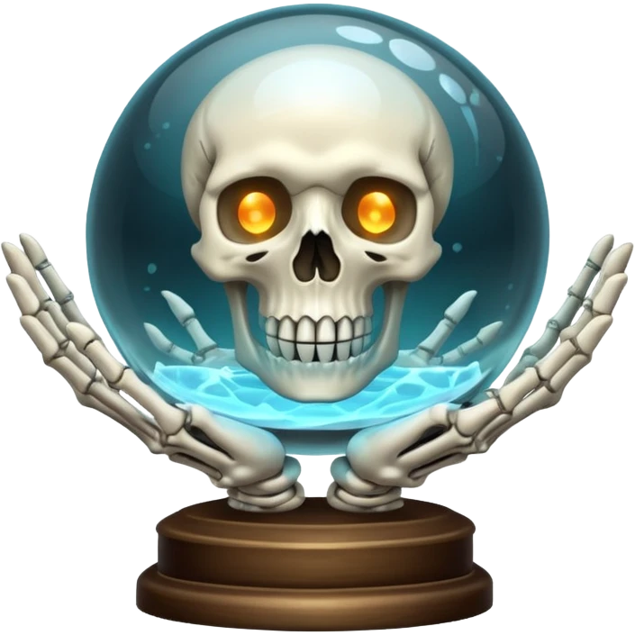 Crystal ball held up by skeleton hands  emoji