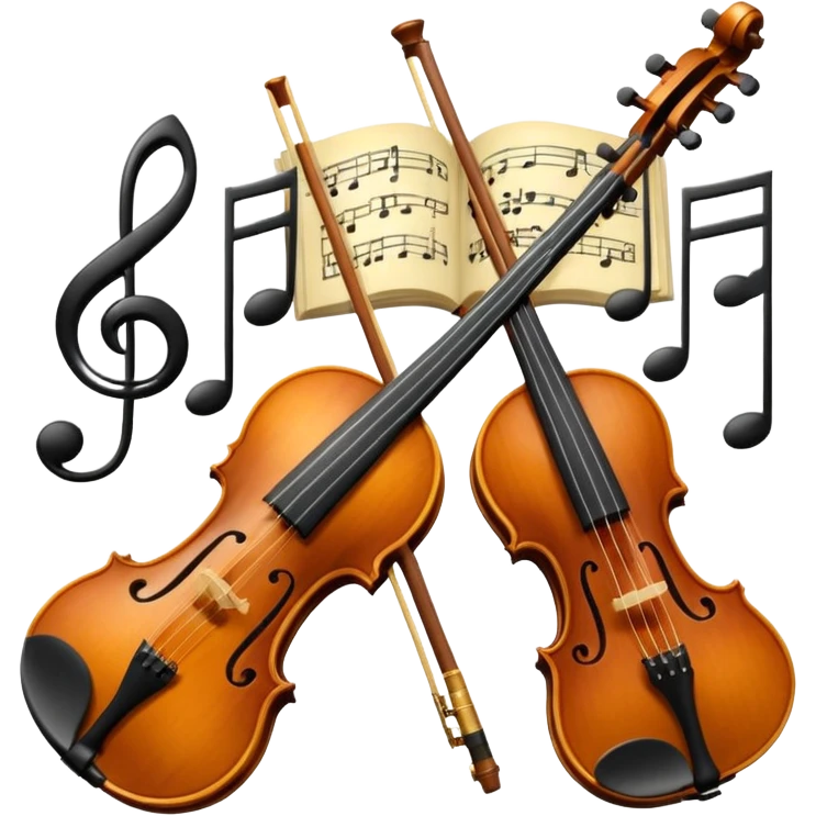 robot Create a sophisticated and elegant emoji that represents orchestration and arrangement. The design should feature a conductor’s baton, musical notes, and a symphonic score, symbolizing the process of arranging and orchestrating music. Incorporate instruments like a violin, trumpet, emoji