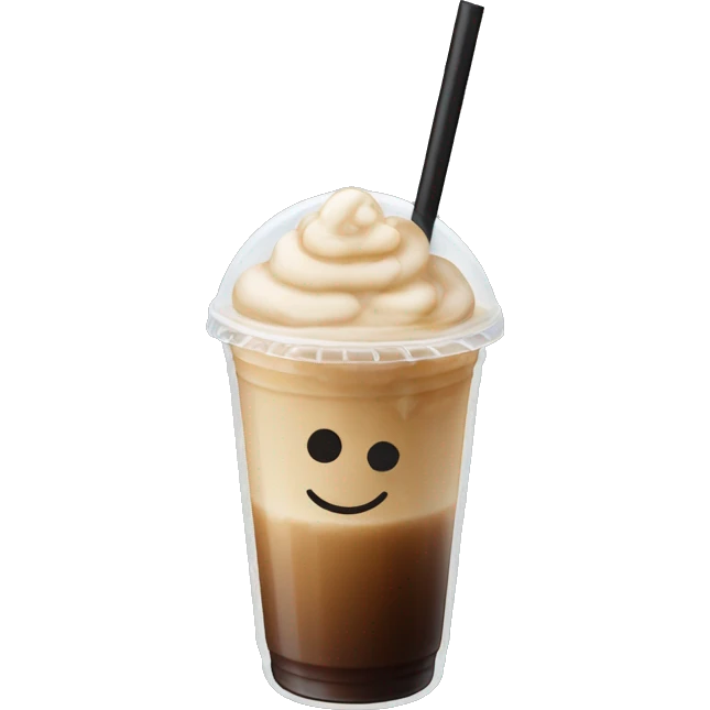 Bubble cold coffee with black straw emoji