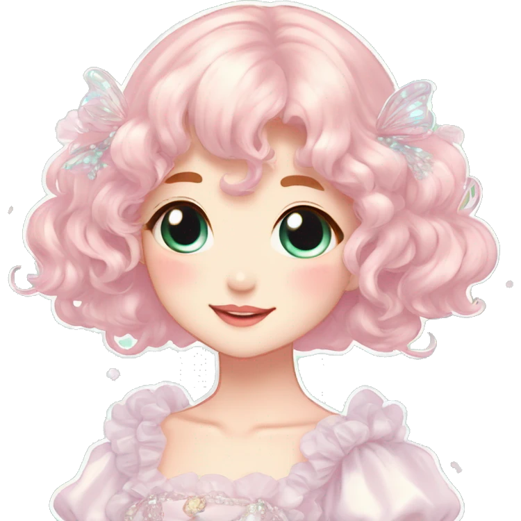 Dreamy pretty elegant kawaii shiny blushing shy anime pastel lady kawaii beautiful hair naturecore fairycore cottagecore jewels trending aesthetic emoji