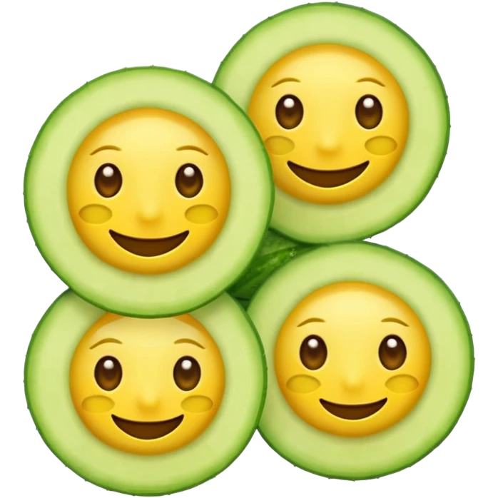 happy emoji with green cucumber slices as eyes emoji