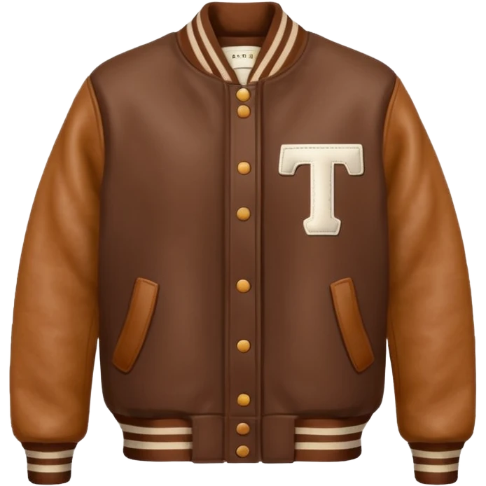 brown varsity jacket with 
left side : T 



 emoji