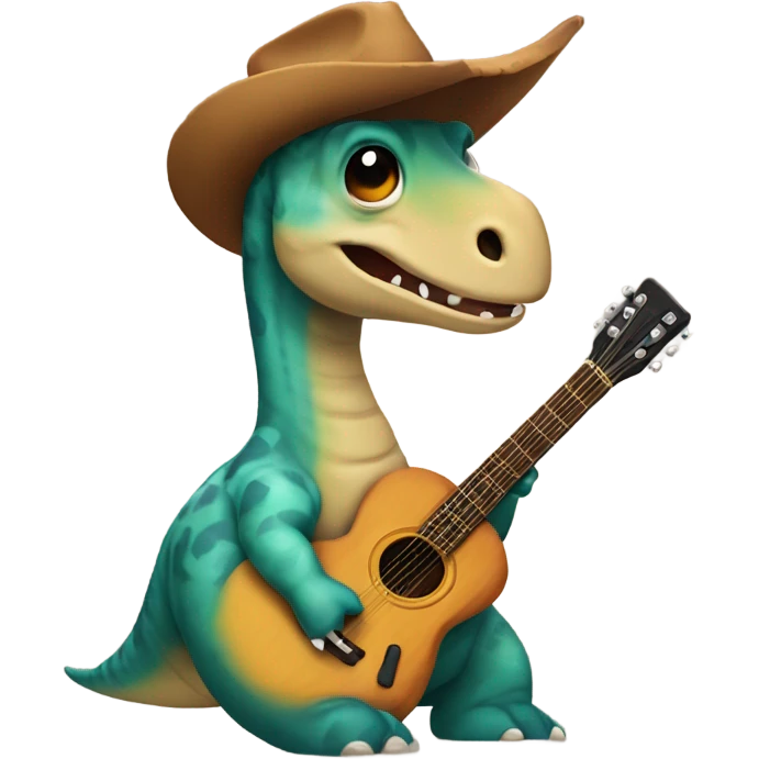 bronchiosaurus with a guitar wearing a cowboy hat emoji