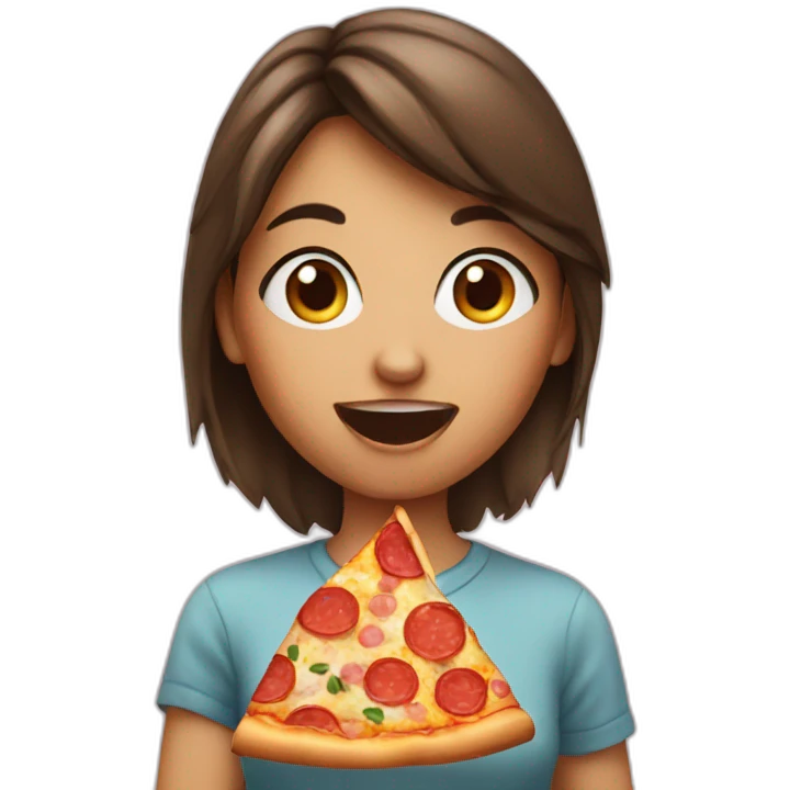 a girl eating pizza emoji
