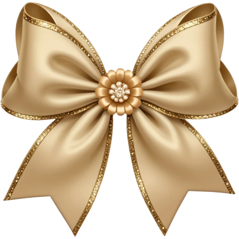 beige flower bow with glitter emoji
