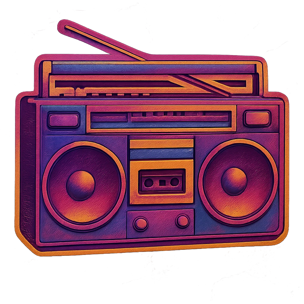 A boombox stereo with speakers and cassette deck emoji