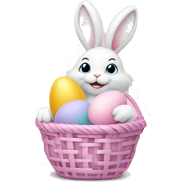 easter bunny with egg light pink basket emoji