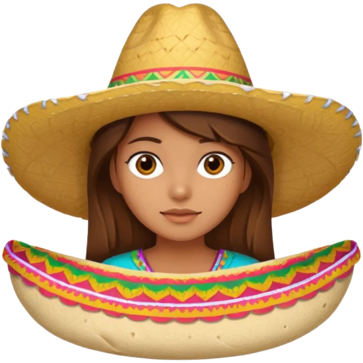 Girl with brown hair "resting burrito face" emoji