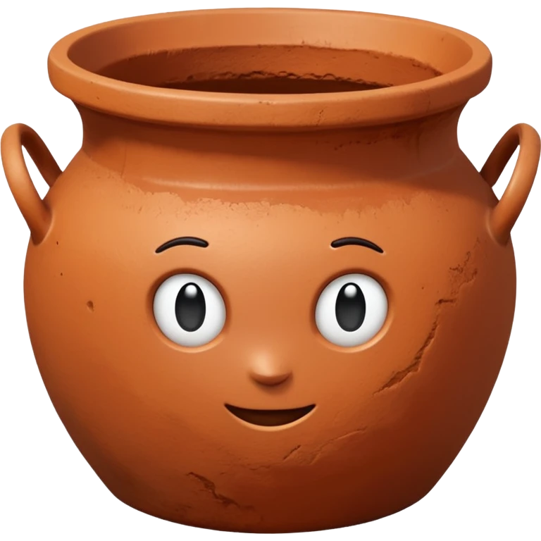 top view of a plain clay pot with wide opening, emoji style emoji