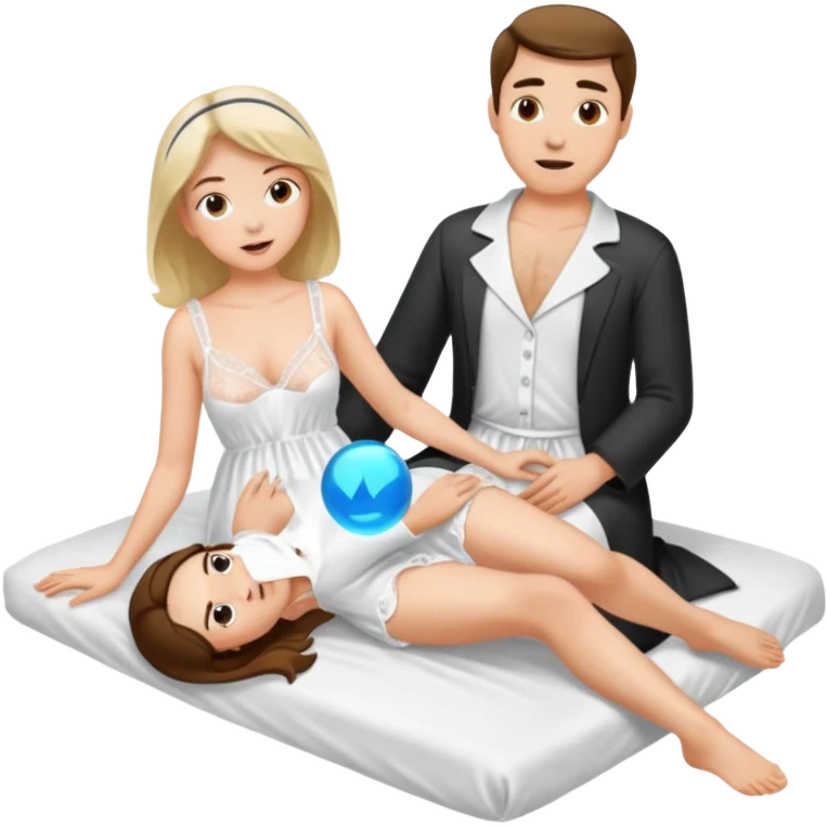 Woman's legs spread wide missionary position while man penitraiting  emoji