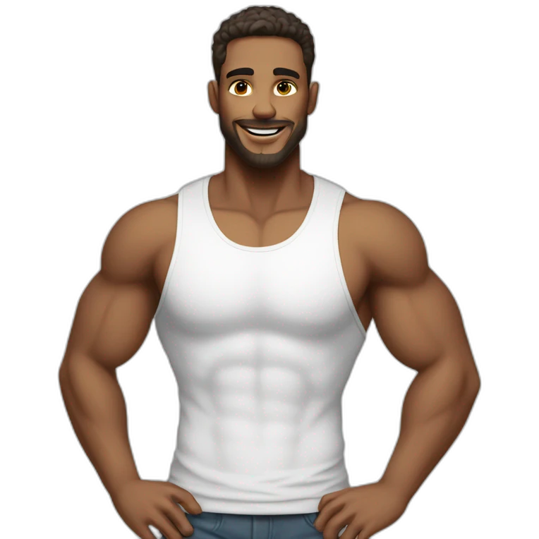 male fit body in a white top tank emoji