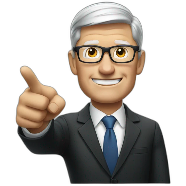 Tim Cook pointing left emoji
