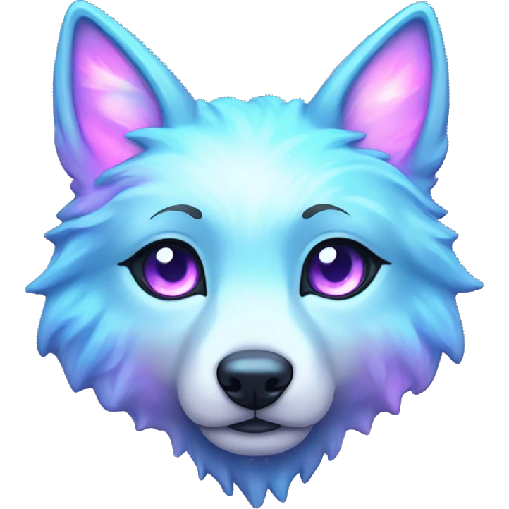 kawaii cute colorful shiny pastel nebula wolf emoji