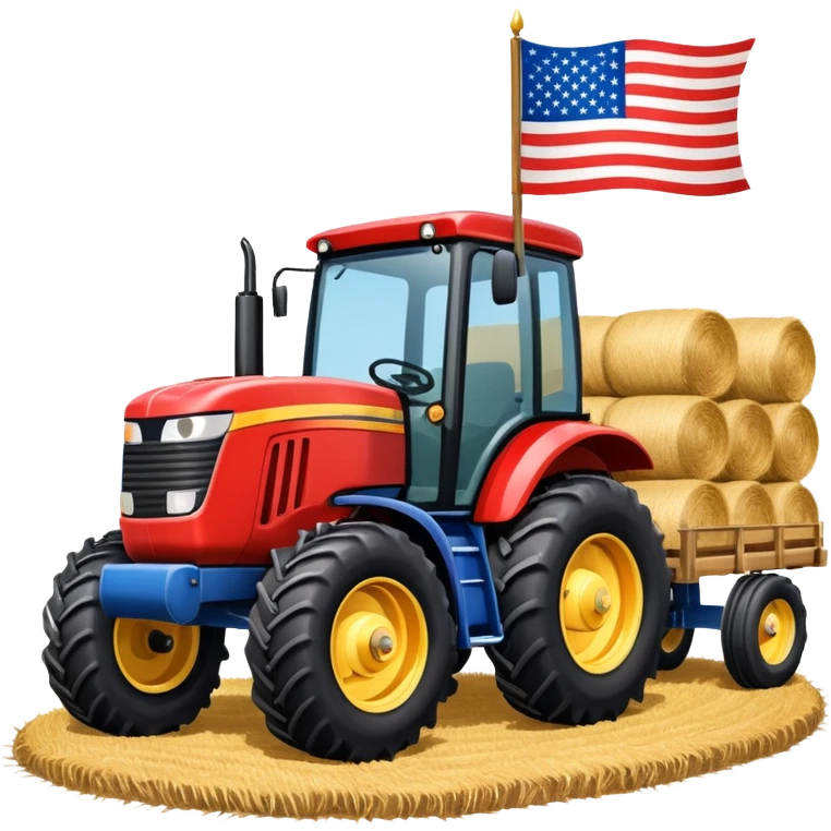 Fall hay bale trailer rides with USA flag on tractor emoji