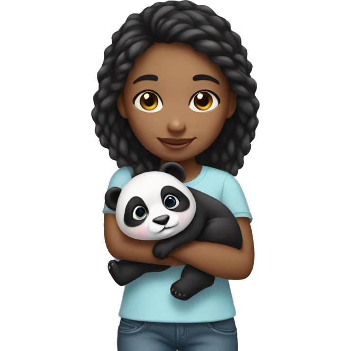 Girl holding a baby panda emoji