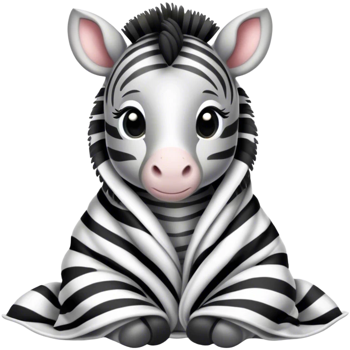 Baby zebra cozy in blanket  emoji