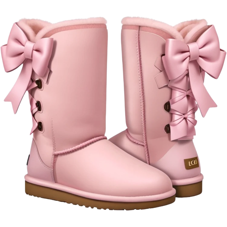 realistic pastel pink uggs with bows on the back, shoes facing the same way emoji