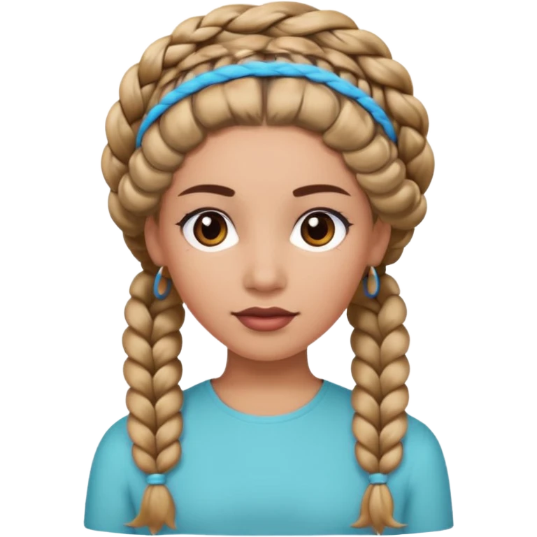 big braided woman face wiith big visible braids and headband emoji