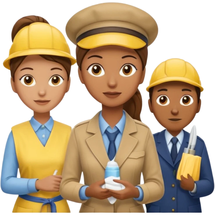 A cleaning Lady with Brown hair, high ponytail and yellow cleaning gloths is Talking to a Detektive (a man) with beige had, a beige coap and he is interviewing the cleaning Lady emoji