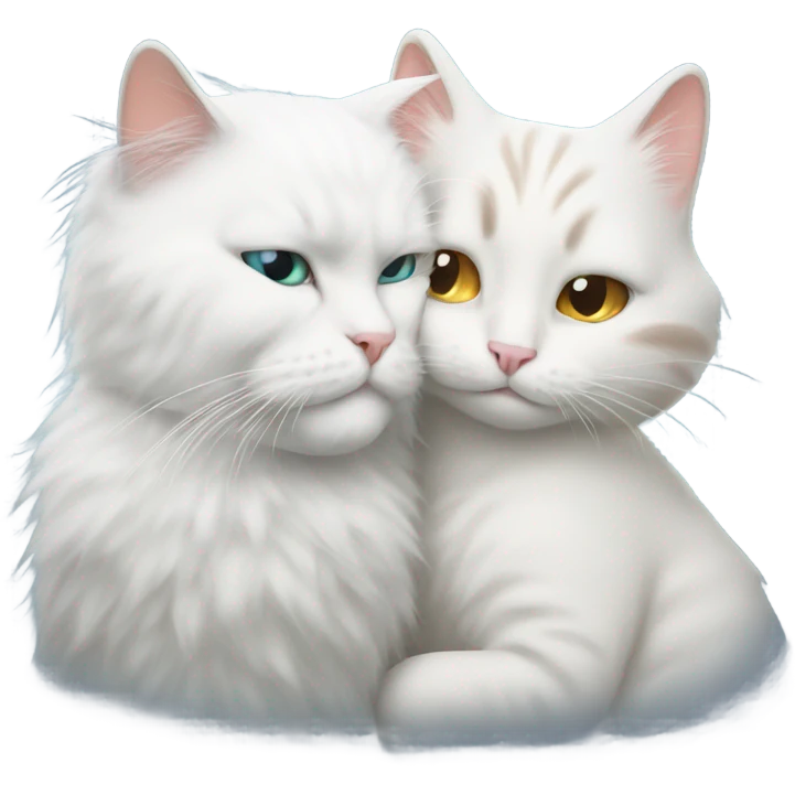 Photo realistic, Donald Trump, kissing and embracing white cat, emoji