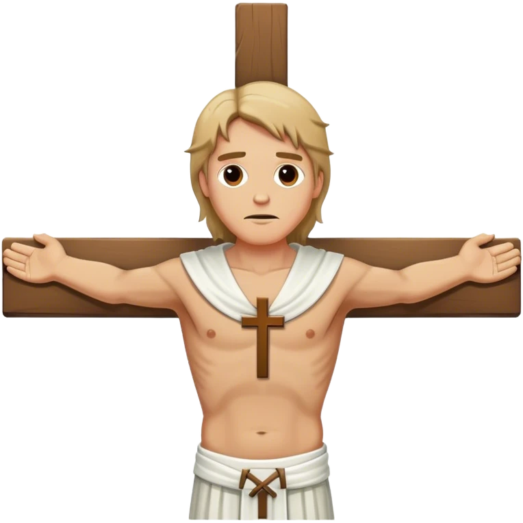 Crucified Liam Gallagher in the style of Jesus full body on cross in mod clothing emoji