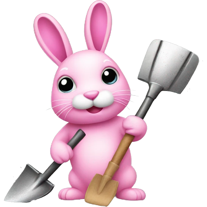 pink bunny with shovel emoji