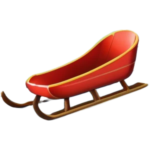An icon showing a small sled down an icy track. The scene includes dynamic motion lines, icy curves, and a snowy mountain backdrop under a crisp blue sky. Transparent background emphasizes the speed and intensity of the sport. emoji