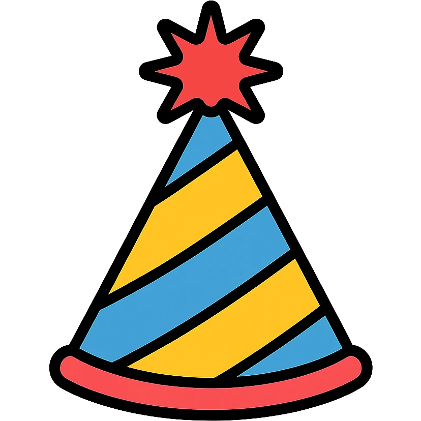 party hat color icon style emoji