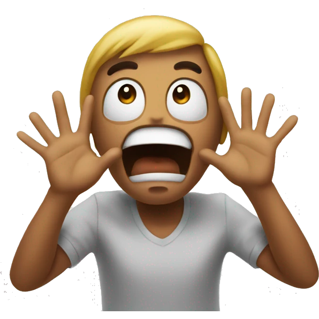 Scared emoji with hands up emoji